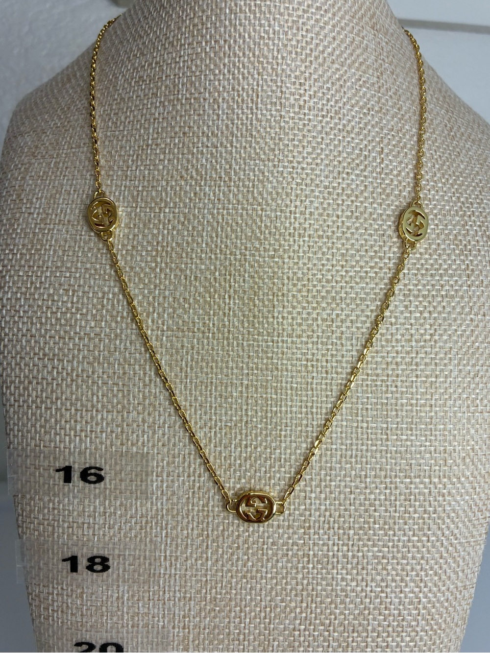 Vintage Gold Triple-Logo Chain Necklace